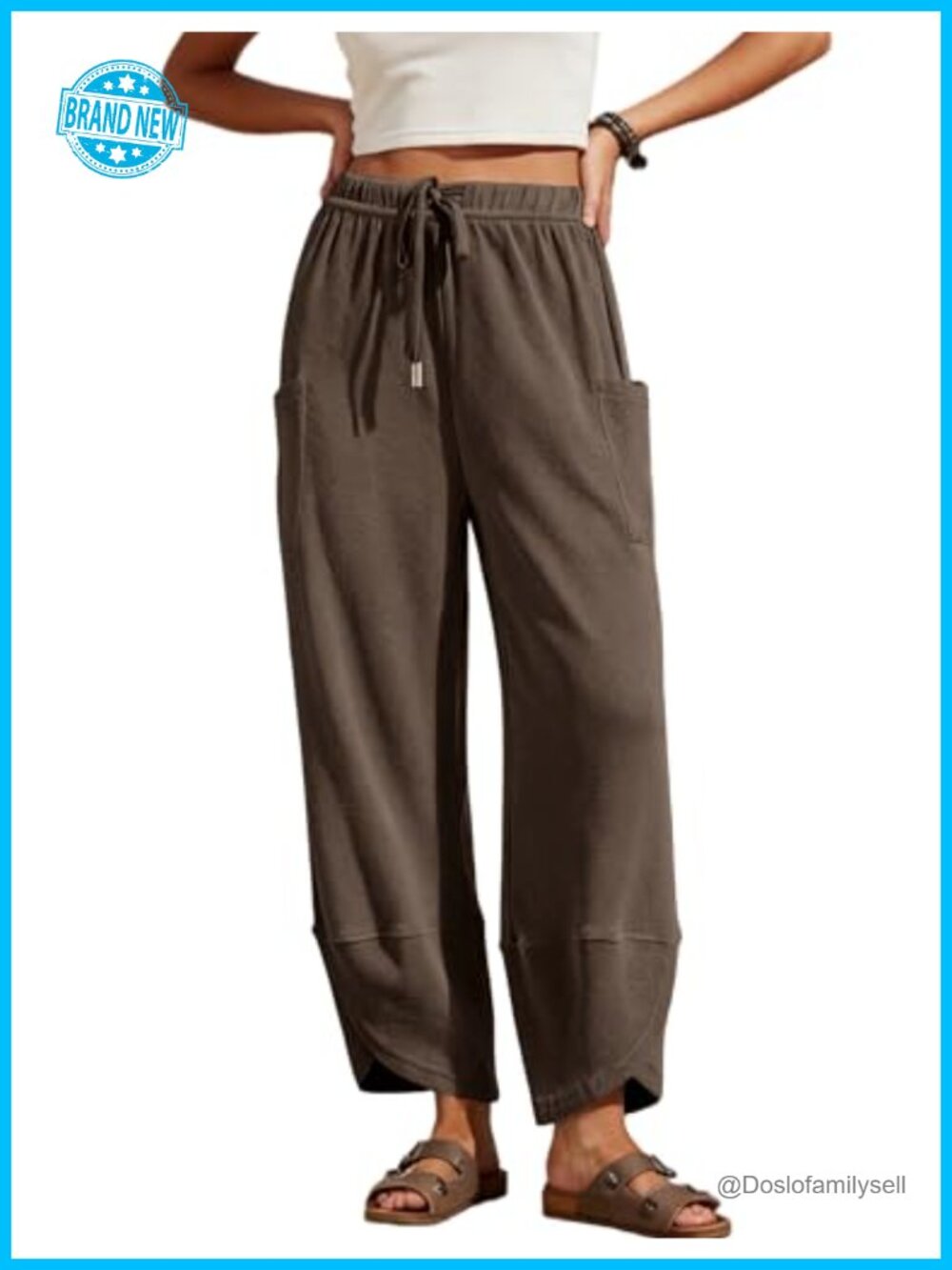 Womens Wide Leg Sweatpants Drawstring Elastic Waist Harem Pants